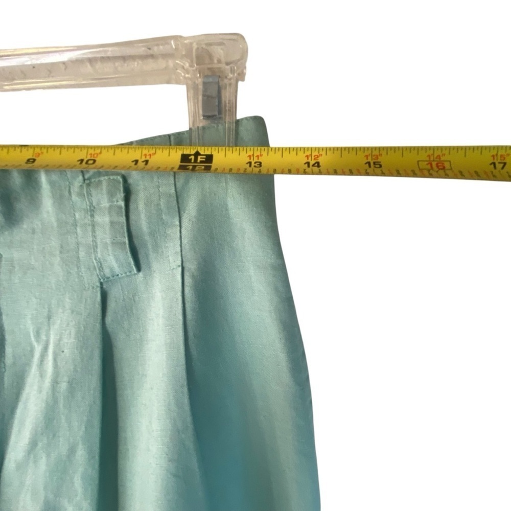 Vintage Contempo Casuals Pleated High Rise Mint Green Linen Cotton Trouser Pants - Picture 6 of 11